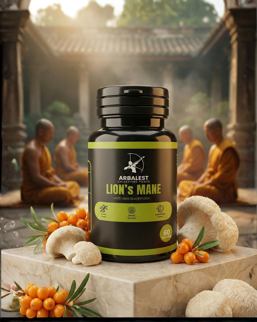 Arbalest Lion’s Mane Mushroom with Sea Buckthorn – 60 Capsules