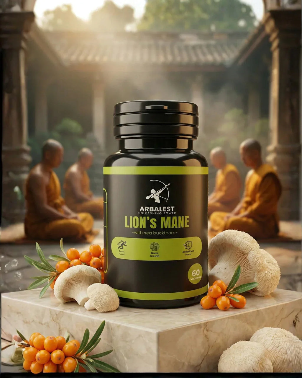 Lion’s Mane Mushroom with Sea Buckthorn | 60 Capsules