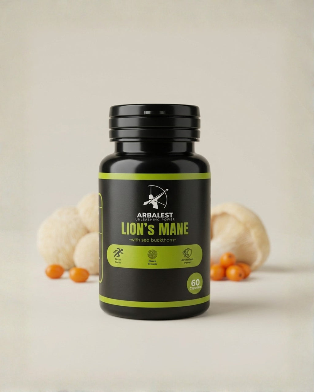 Arbalest Lion’s Mane Mushroom with Sea Buckthorn – 60 Capsules